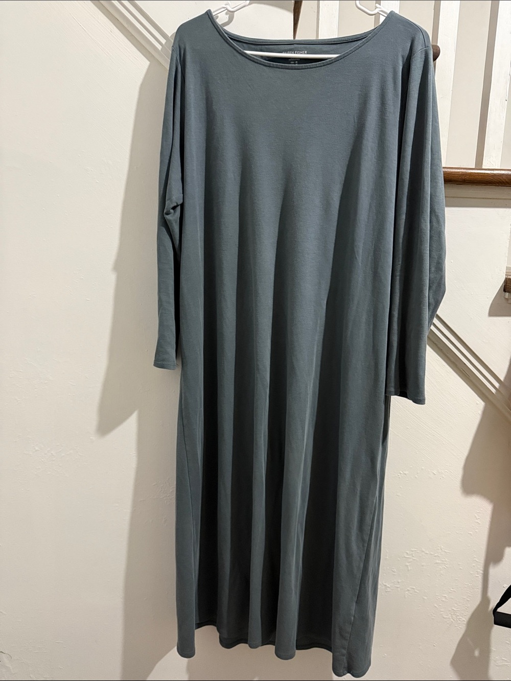 Eileen Fisher Long Sleeve Scoop Neck Maxi Dress in Slate